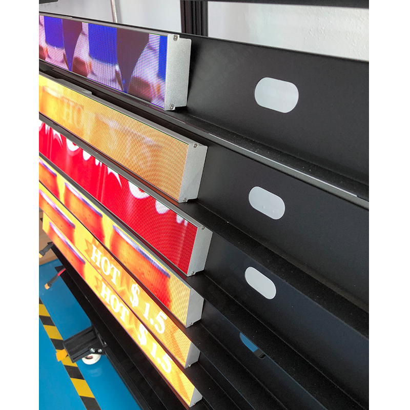 UniBanner MINI1.2, COB, 300x60mm size, 240x45pix, 500nit, 3840Hz, IP65, 0.35kg, 10000:1 contrast, Clip-on install, APP control